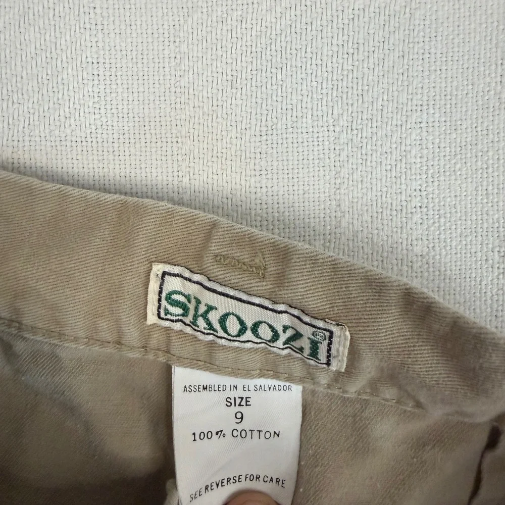 Skoozi Vintage Khaki Pleated High Waisted Tapered Cotton Pants Tan Size 9 27x28